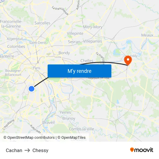 Cachan to Chessy map
