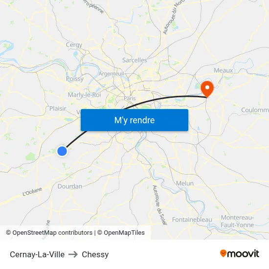 Cernay-La-Ville to Chessy map