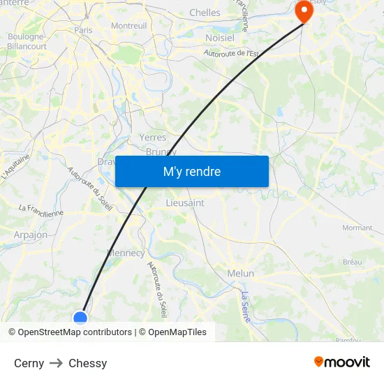 Cerny to Chessy map