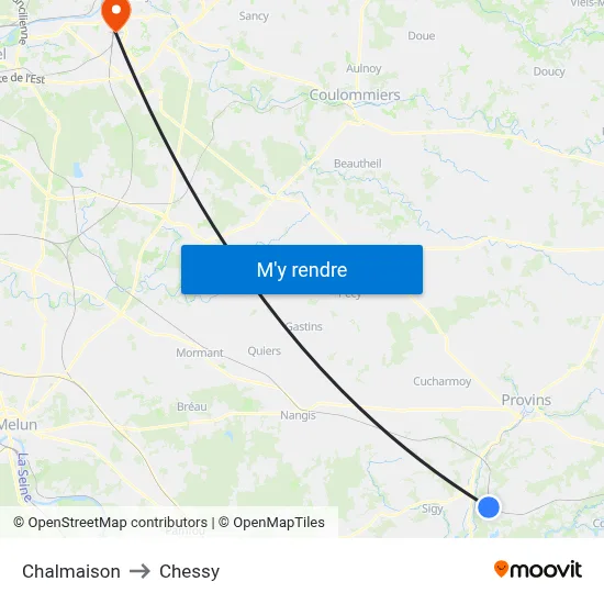 Chalmaison to Chessy map