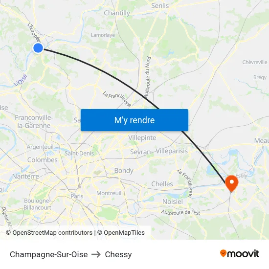 Champagne-Sur-Oise to Chessy map