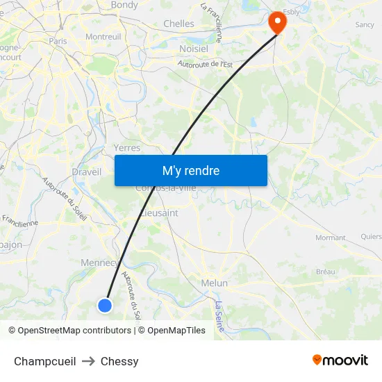 Champcueil to Chessy map