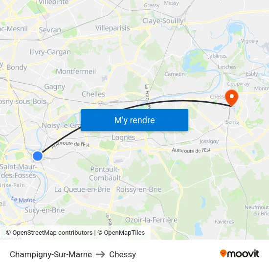 Champigny-Sur-Marne to Chessy map