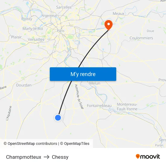 Champmotteux to Chessy map