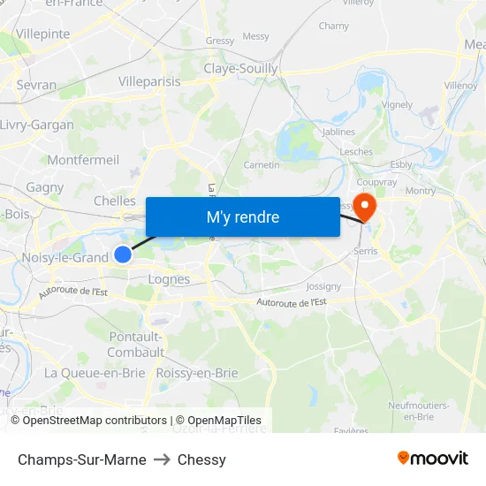 Champs-Sur-Marne to Chessy map