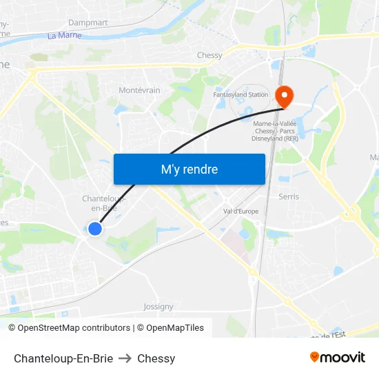 Chanteloup-En-Brie to Chessy map