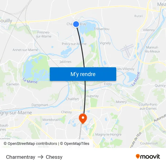 Charmentray to Chessy map