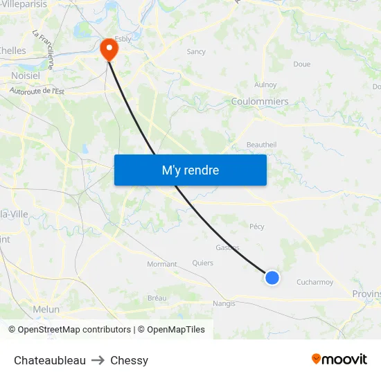 Chateaubleau to Chessy map
