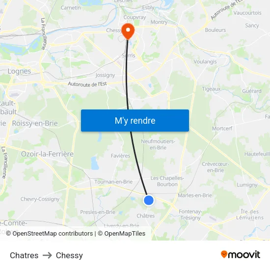 Chatres to Chessy map