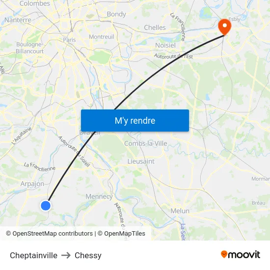 Cheptainville to Chessy map