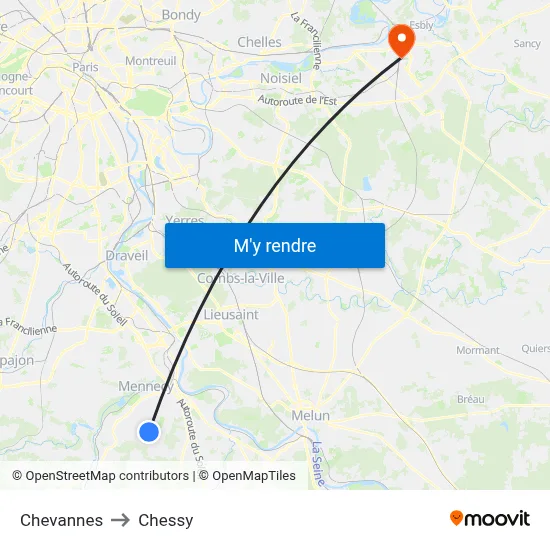 Chevannes to Chessy map