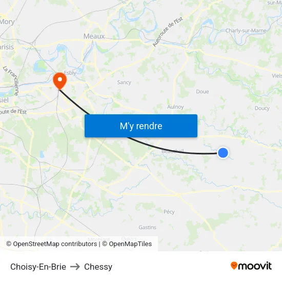 Choisy-En-Brie to Chessy map