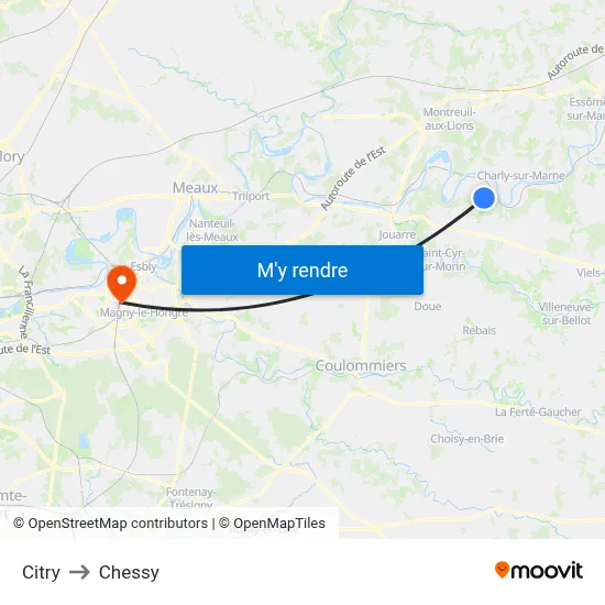 Citry to Chessy map