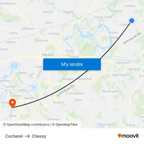 Cocherel to Chessy map