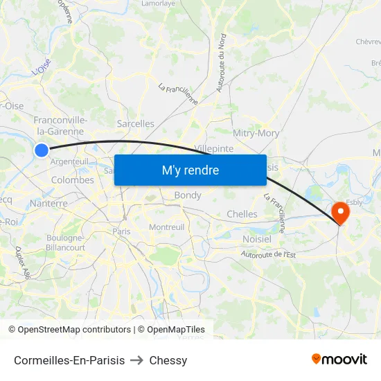 Cormeilles-En-Parisis to Chessy map