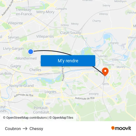 Coubron to Chessy map