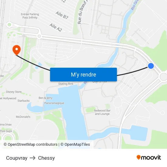 Coupvray to Chessy map