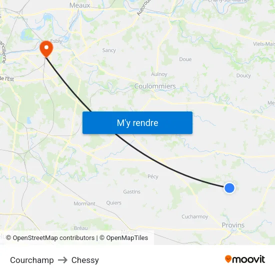 Courchamp to Chessy map