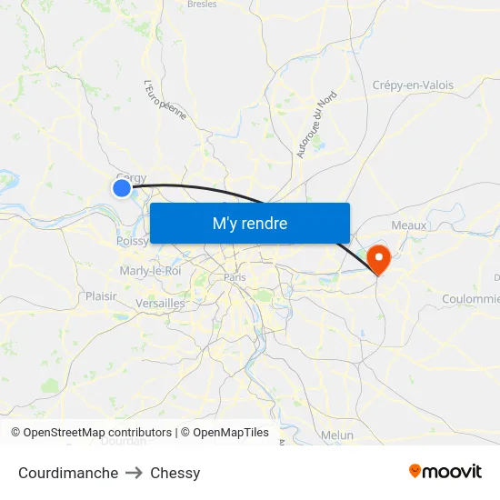 Courdimanche to Chessy map