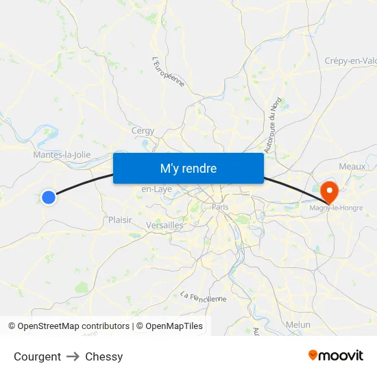 Courgent to Chessy map