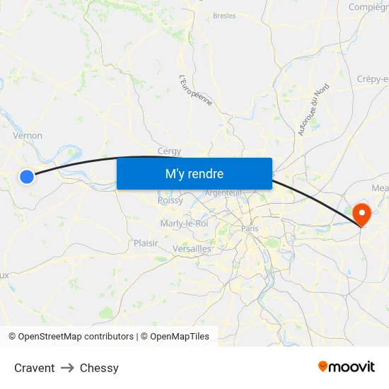 Cravent to Chessy map