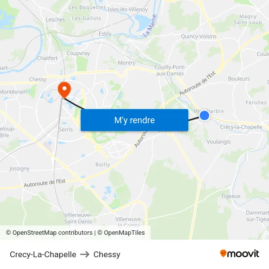 Crecy-La-Chapelle to Chessy map