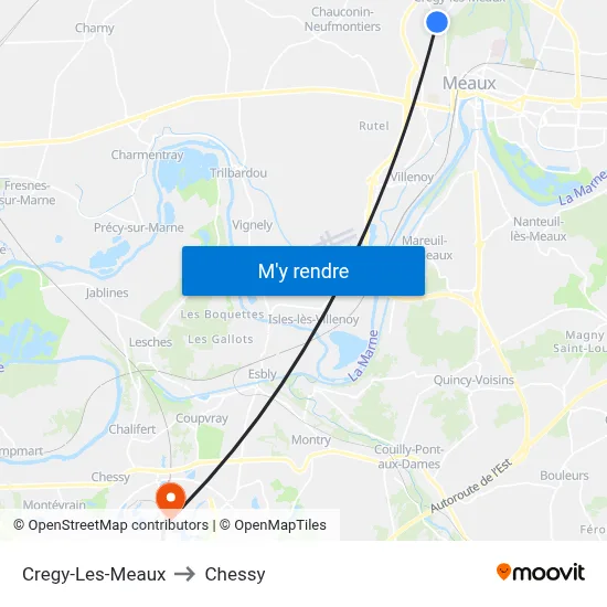 Cregy-Les-Meaux to Chessy map