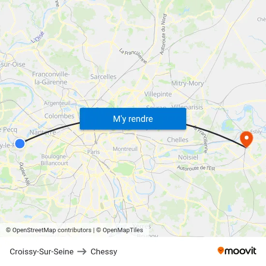 Croissy-Sur-Seine to Chessy map