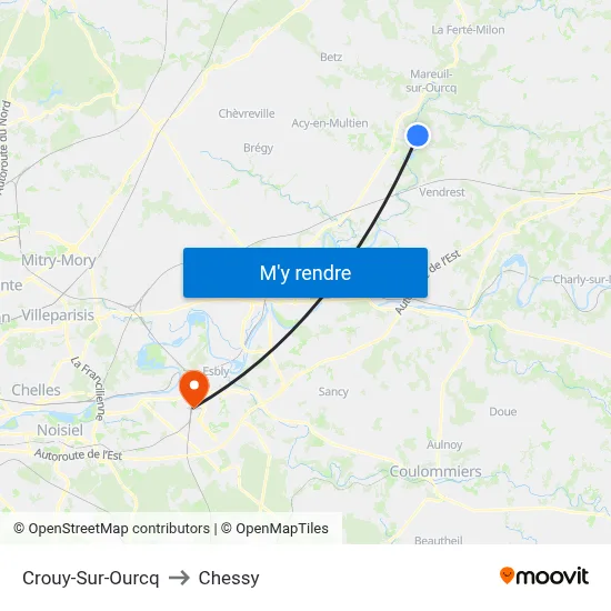 Crouy-Sur-Ourcq to Chessy map