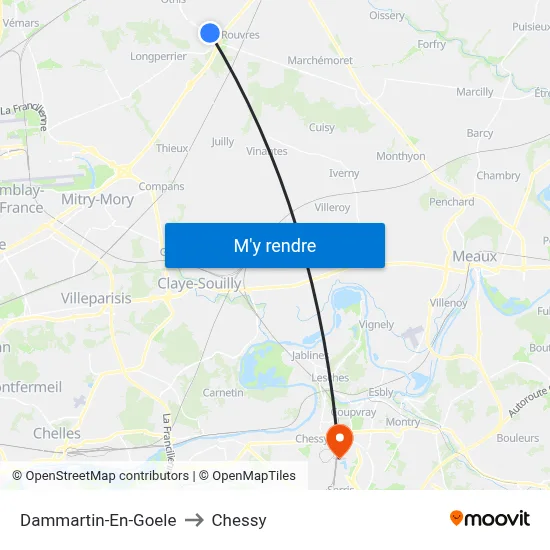 Dammartin-En-Goele to Chessy map