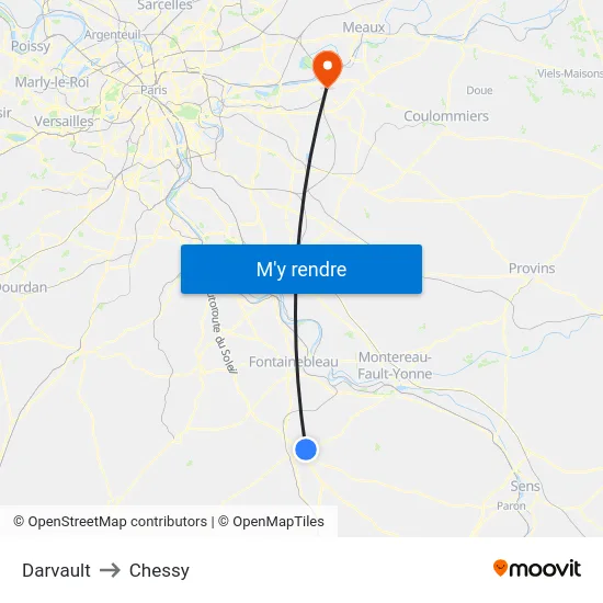 Darvault to Chessy map