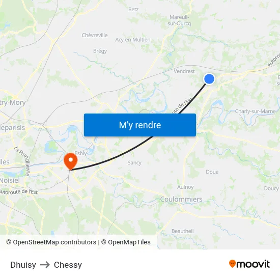 Dhuisy to Chessy map