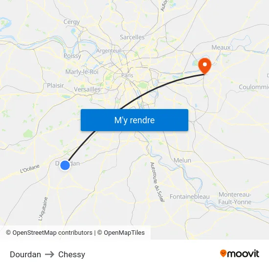 Dourdan to Chessy map