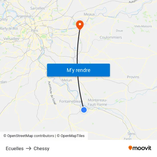 Ecuelles to Chessy map