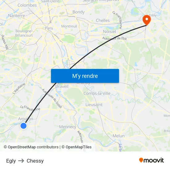 Egly to Chessy map