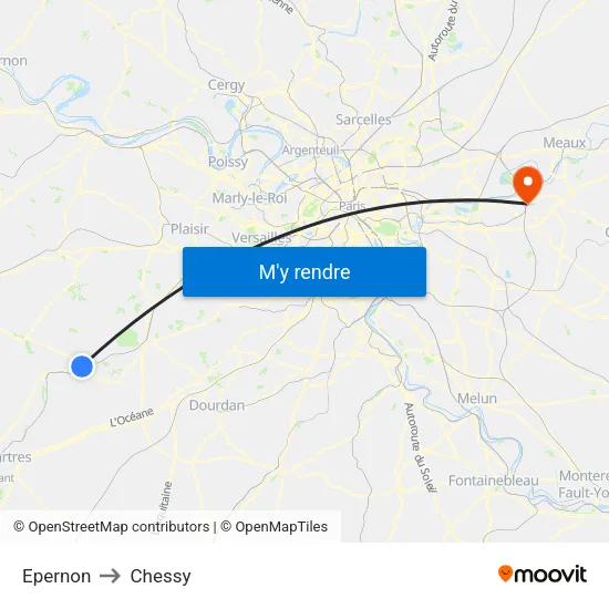 Epernon to Chessy map