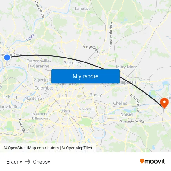 Eragny to Chessy map