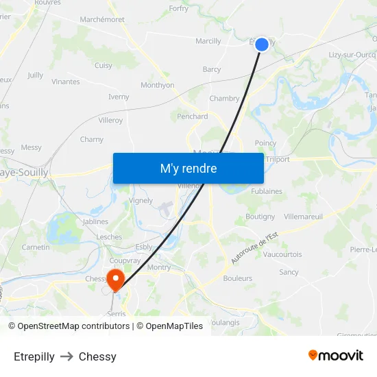 Etrepilly to Chessy map