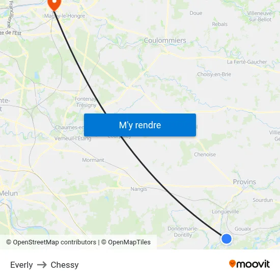 Everly to Chessy map