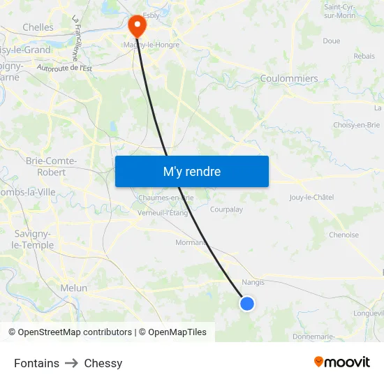 Fontains to Chessy map