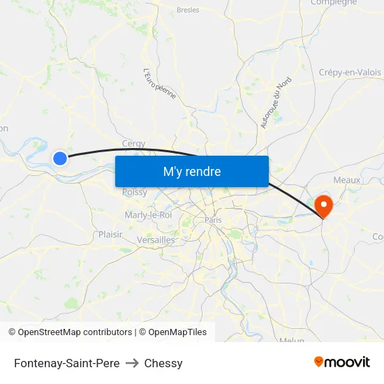 Fontenay-Saint-Pere to Chessy map