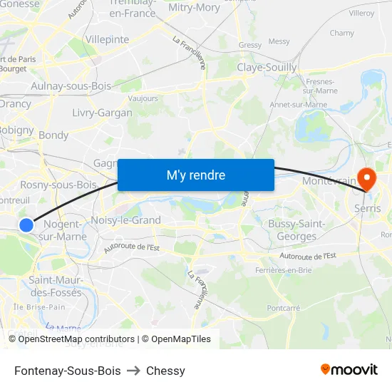 Fontenay-Sous-Bois to Chessy map
