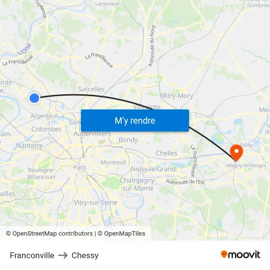 Franconville to Chessy map