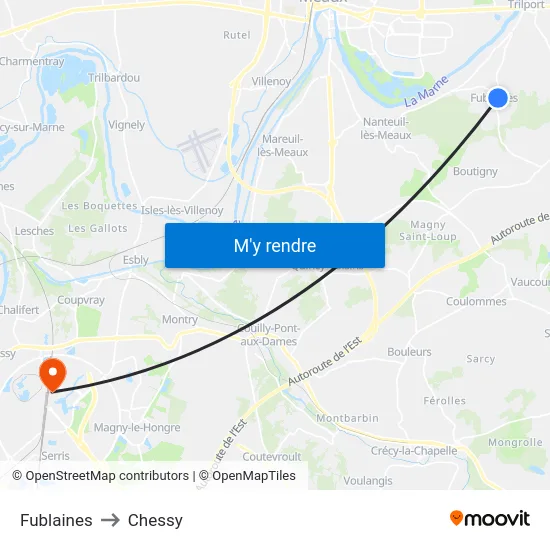 Fublaines to Chessy map