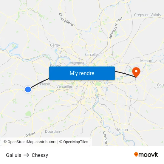 Galluis to Chessy map