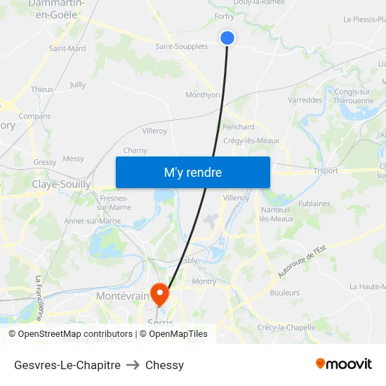 Gesvres-Le-Chapitre to Chessy map