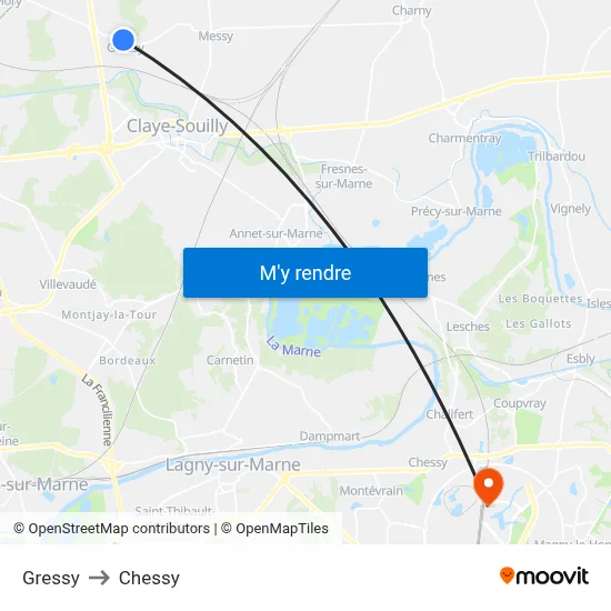 Gressy to Chessy map