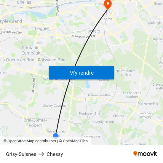 Grisy-Suisnes to Chessy map