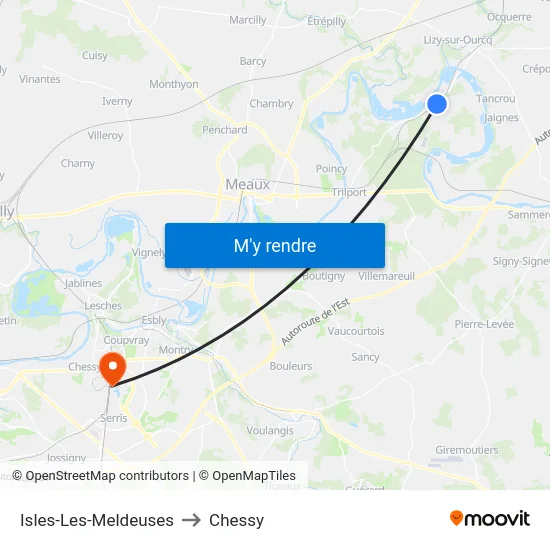 Isles-Les-Meldeuses to Chessy map