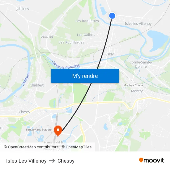 Isles-Les-Villenoy to Chessy map